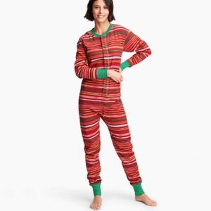 Little Blue House Hatley Holiday Stripes Adult Union Suit Pajamas Pjs